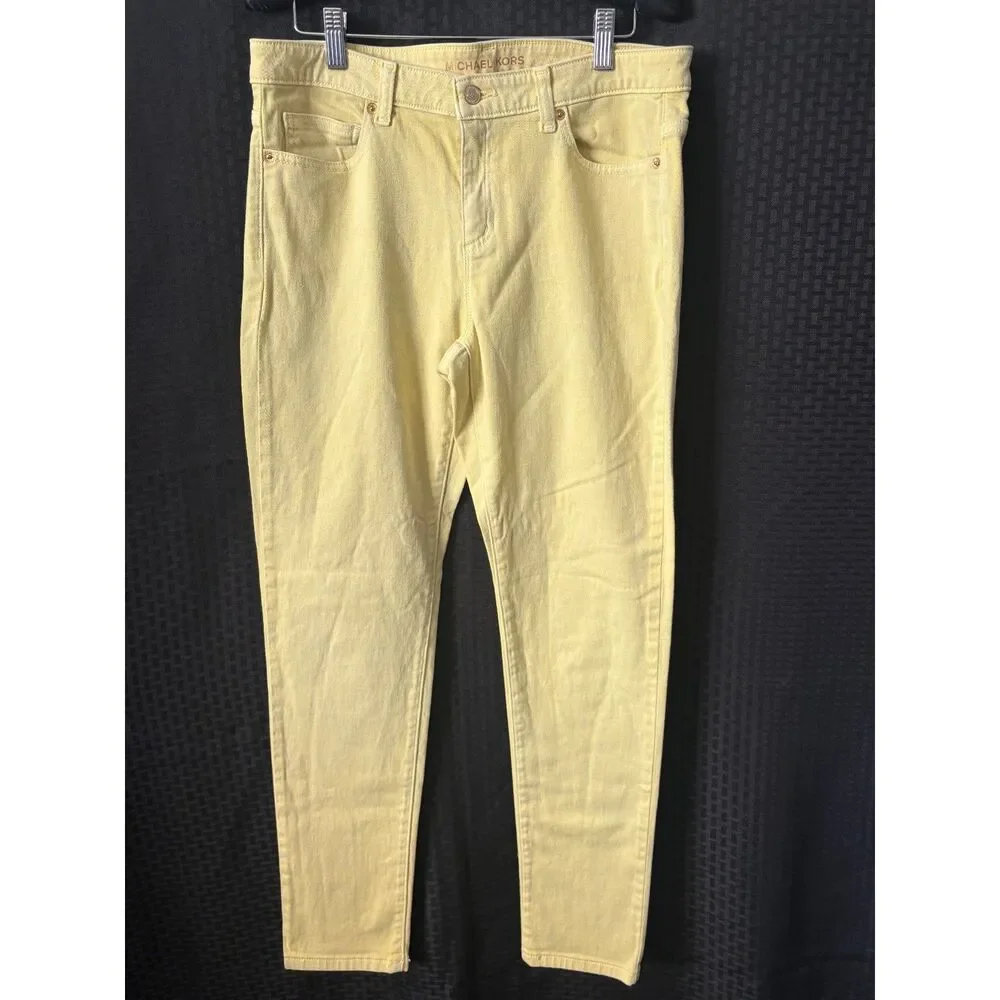 Michael Kors Izzy Skinny Yellow Jeans Size 10